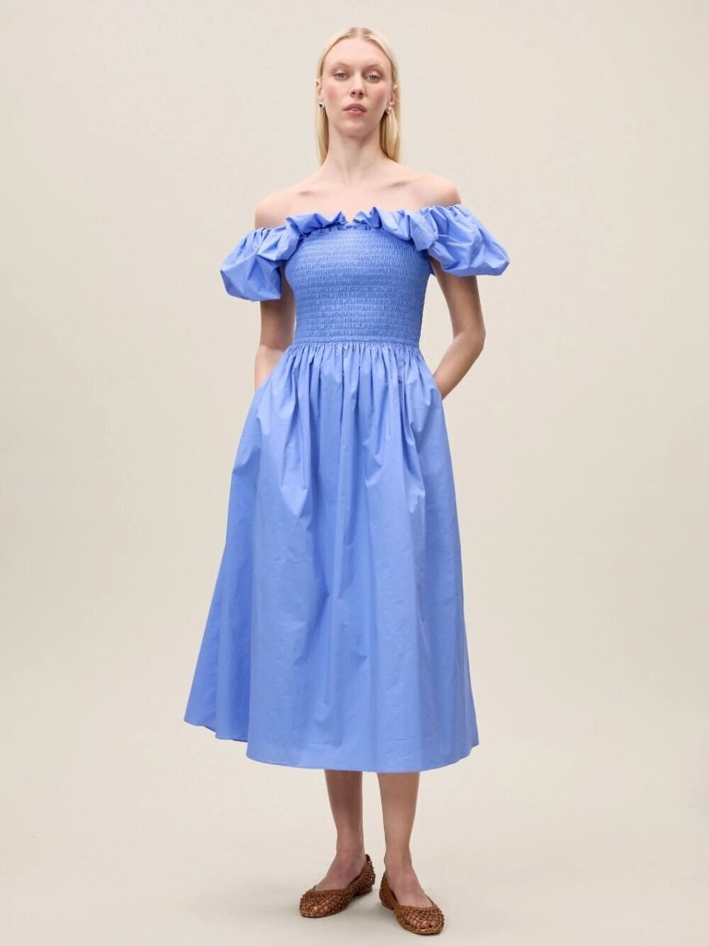 Rebecca Taylor Yara Poplin Midi Dress Bluebell Womens Size XS